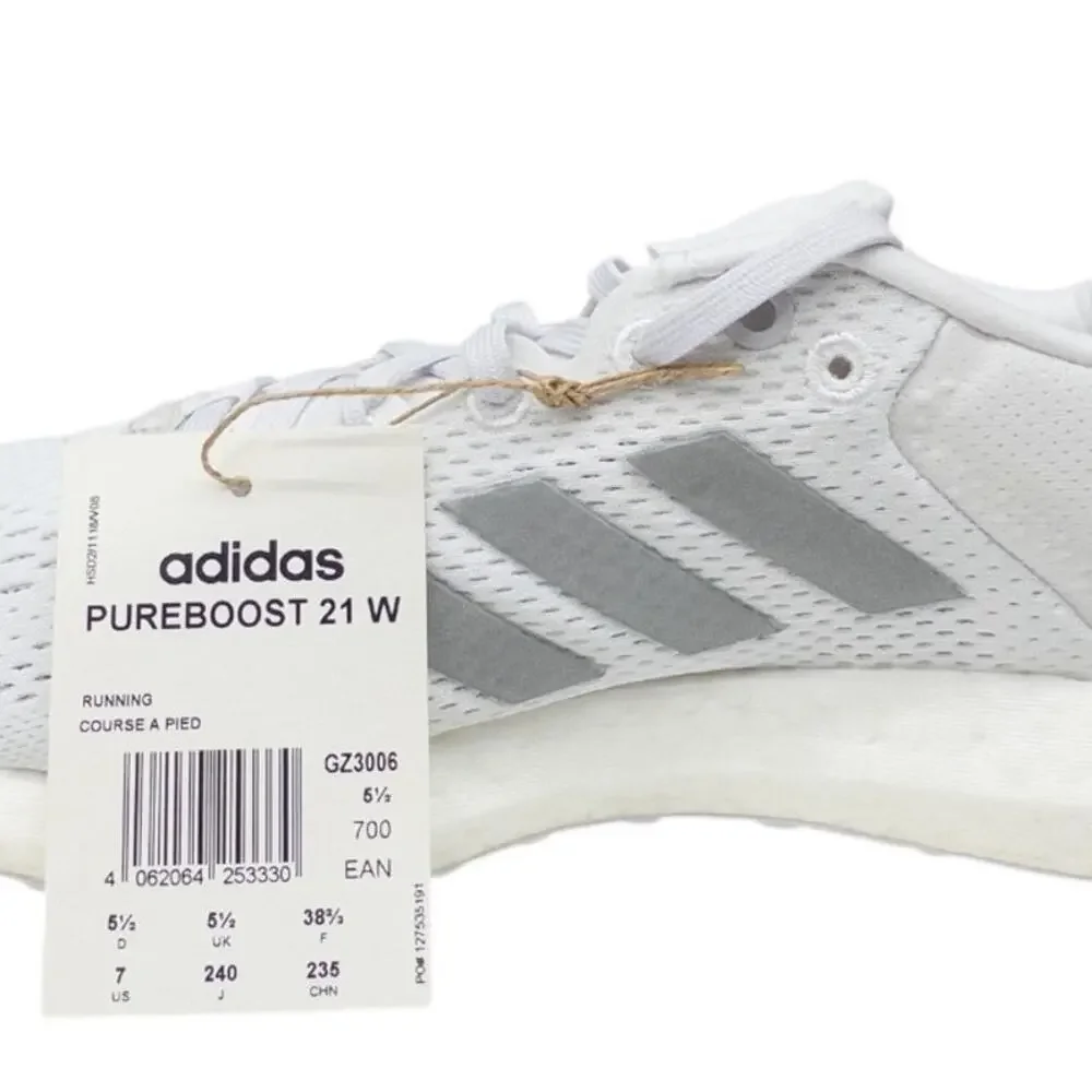 adidas PureBoost 21 White Running Shoes Sneakers Women's Size 7
